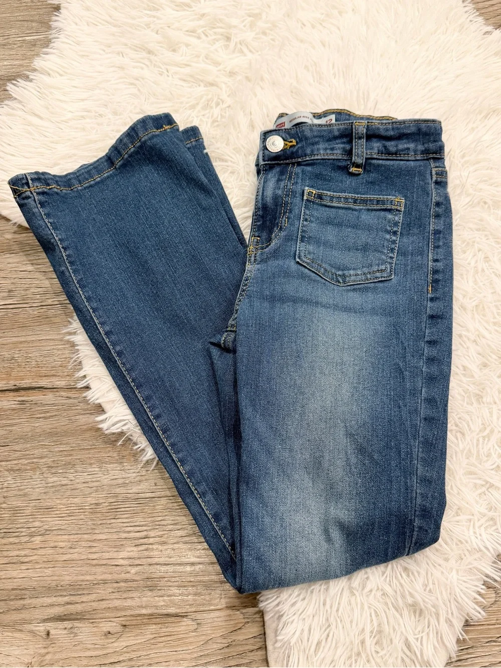Levi’s Regular Rise Flare Patch Pocket Jeans Girls 12 Back to School